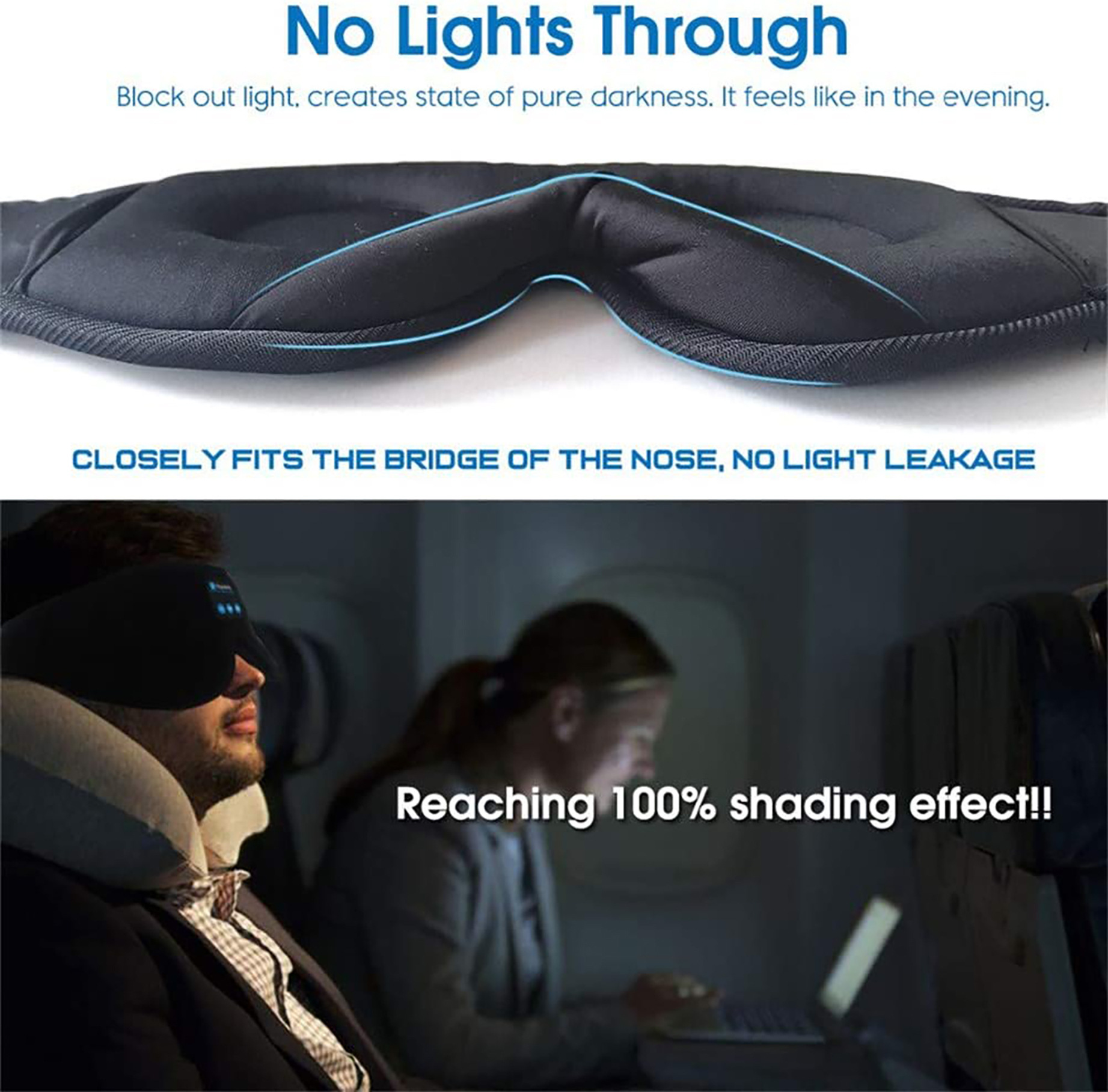 wireless   sleep eye mask headphones music soft light blocking sleeping memory foam travel relaxation valentines day gift for women and men Product details 5