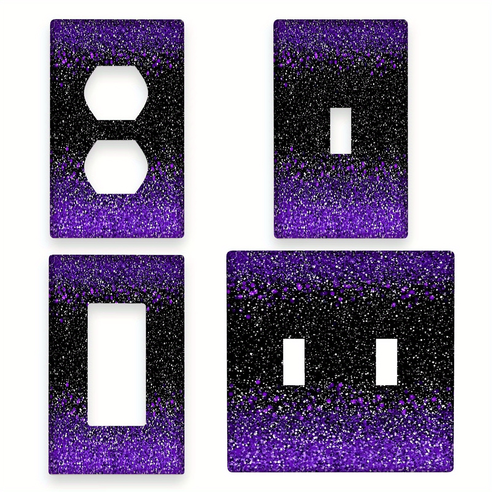 

1pc 1gang/2gang Purple Sparkling Diamond Printed Decorative Light Switch Wall Plate Cover Electrical Outlet Cover Receptacle Plug Face Plate For Kitchen Decor