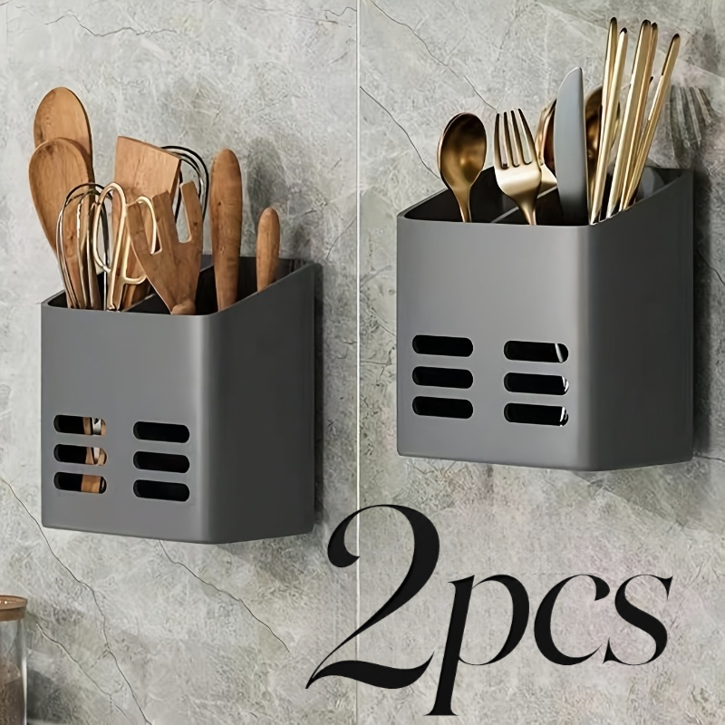 TEMU 2-pack Punch-wall-mounted Bathroom Organizer: Multi-functional Adhesive Storage Box Toothpaste, Combs& Makeup Brushes. Space-saving Vanity Caddy