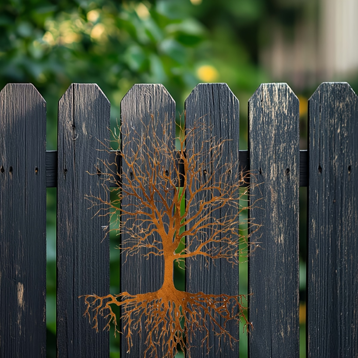 TEMU Arbre de Vie Sculpture Murale en Métal Rouillé, Décorez avec des Clôtures en Fer pour un Charme Rustique - Décor de Naturel - Idéal , et la