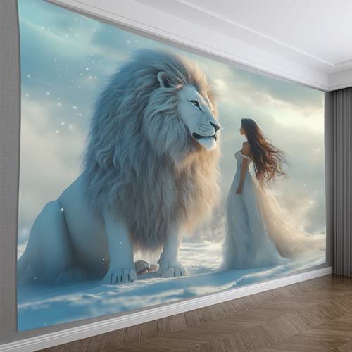 öğe resmi 1 adet aslan ve kadın figürlü, şık polyester goblen. oturma odaları, yatak odaları, ofisler partiler için mükemmel bir dekorasyon seçeneği. bu yaratıcı hediye elektrik tüketmez ve tüysüzdür.