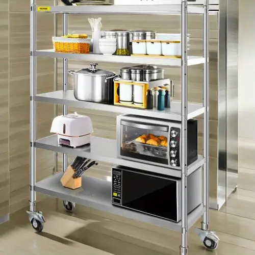 stainless steel 5 tier adjustable shelving unit 60x185 inch heavy duty storage rack for kitchen office garage 330lb shelf capacity