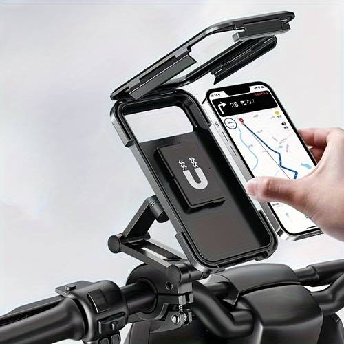 support téléphone moto avec design magnétique, rétractable et anti-pluie, matériau abs, adapté pour vélo et vélo électrique, support de navigation, accessoires de vélo | design élégant | support téléphone durable