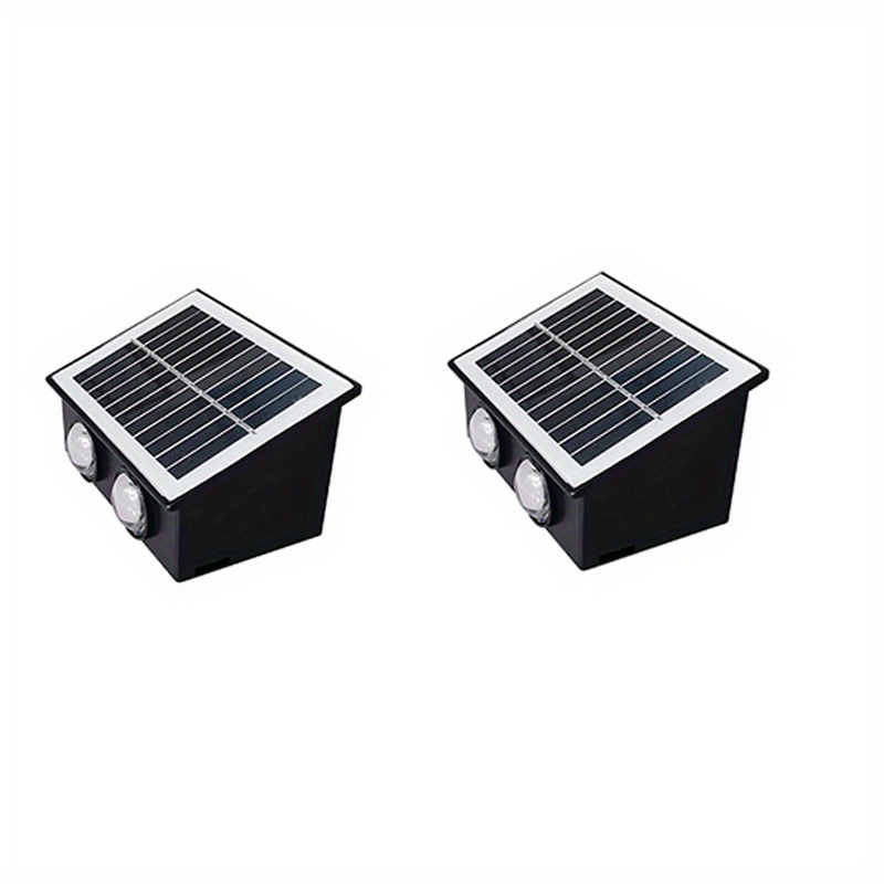 TEMU 2pcs High-quality Smart Light Sensing , Night Self Solar Light Up And Down Rgb 4 Led Solar Wall Lights, Solar Fence Lights, Solar Step Light,