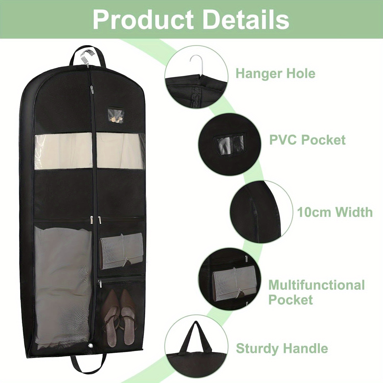 

Clothes Covers Protector Bags, Suit Carrier With Handles, Foldable Hanging Suit Bags And Garment, Travel Garment Bag With Zipper Pocket, For Suits, Dresses, Coats.