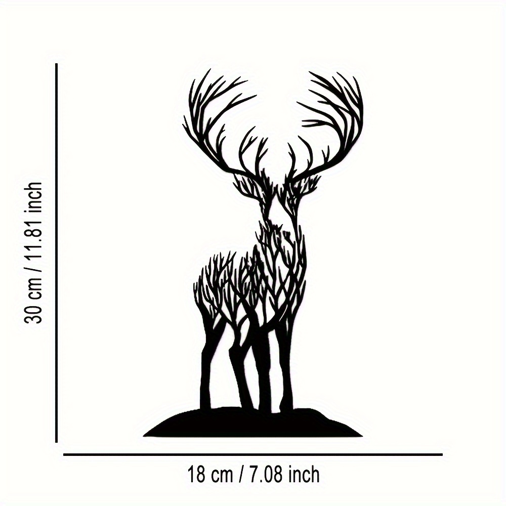 TEMU 1pc Meticulously : Branch Deer Metal Plaque, Elegant And Minimalist Christmas Art Design Wall Decoration, Suitable For Offices, Living Rooms,