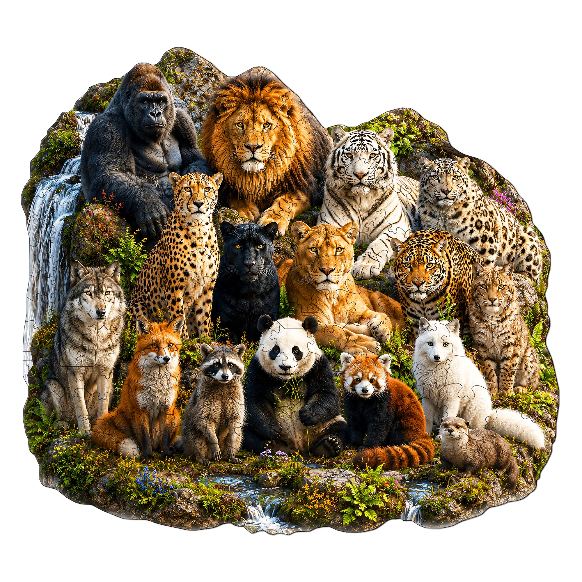 Wild Animal Family Flat Wooden Puzzle for Children