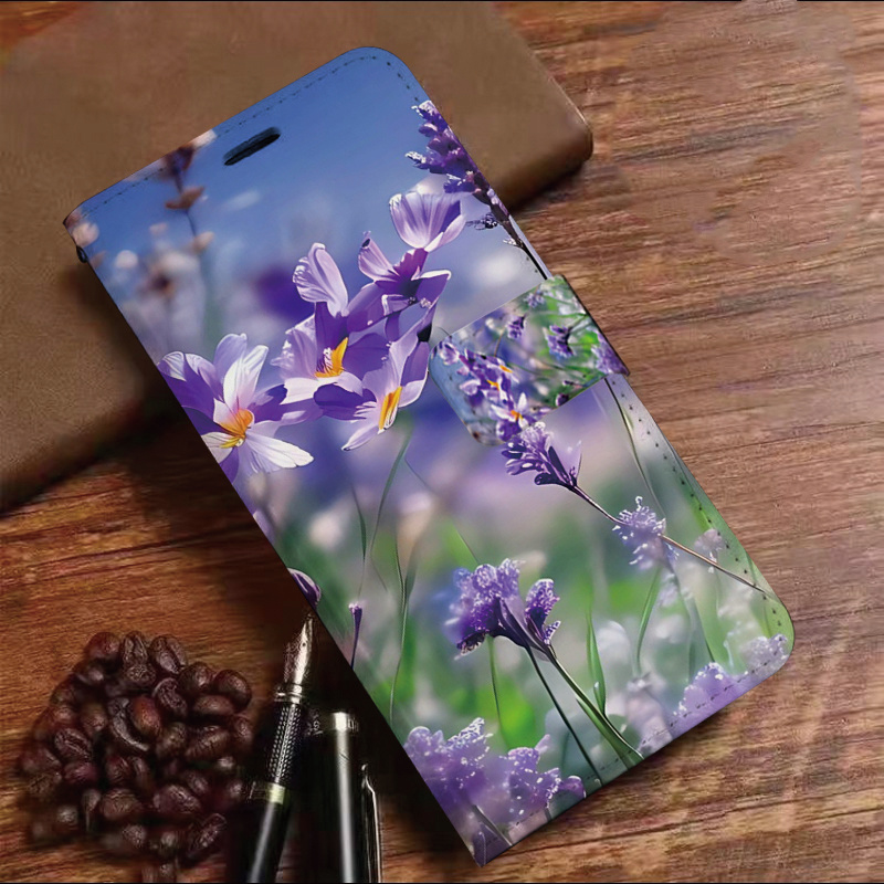 TEMU Phone Case - Flower Faux Leather Flip Wallet Phone Case With Card Slots, Stand Function - Protective Case Suitable For A30 40 50 A51 Series And
