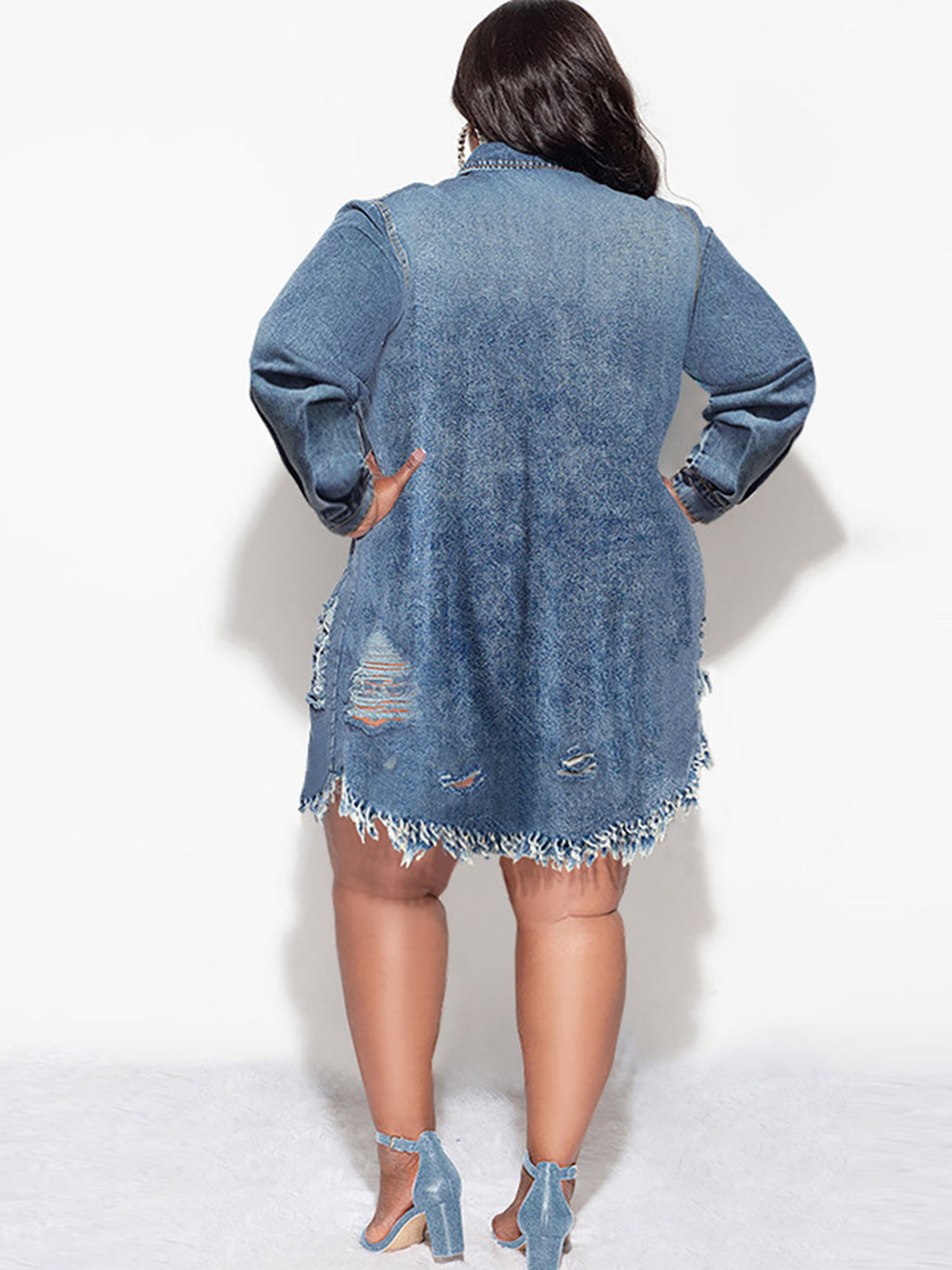 chinese dress ladies Women's Plus Size Raven Distressed Jacket - Medium Wash main image 1