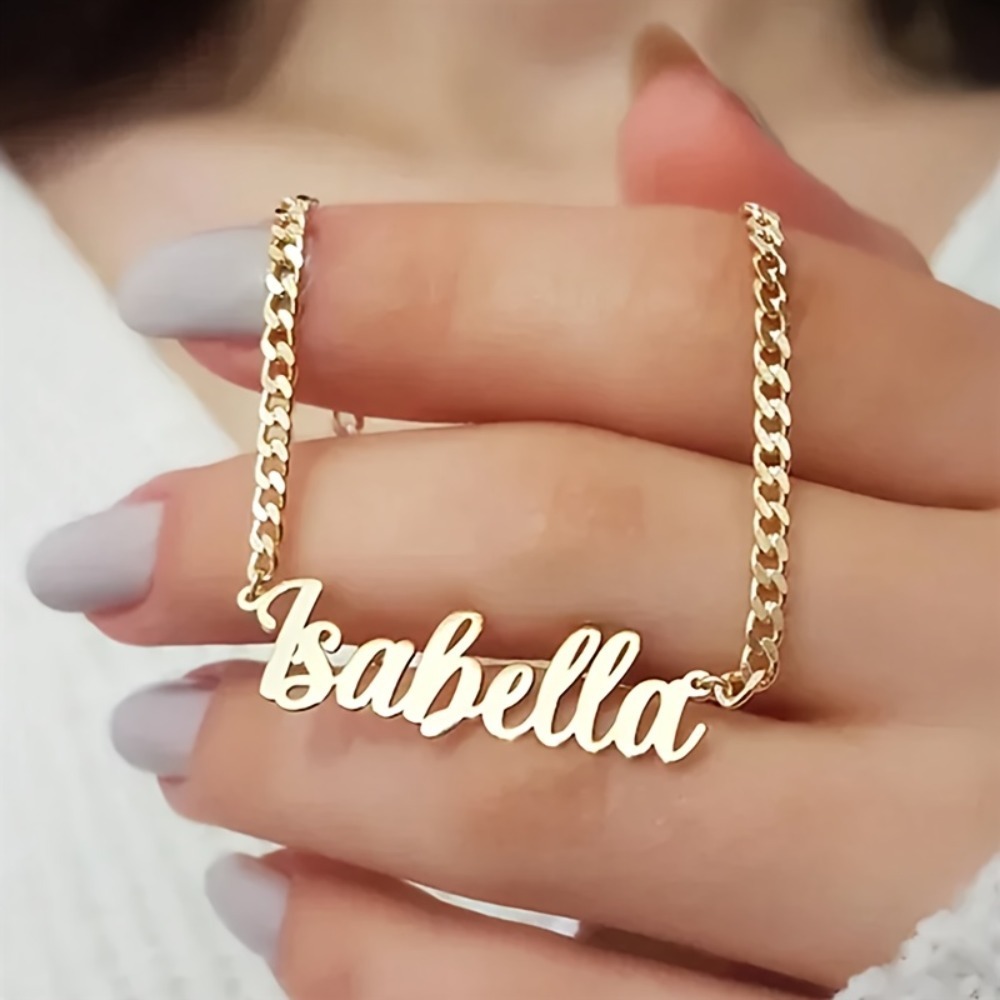 TEMU A Custom, Personalized Name Pendant Necklace - Engraved 304 Stainless Steel Jewelry Featuring A Modern Cursive Style Suitable For Women And Men.
