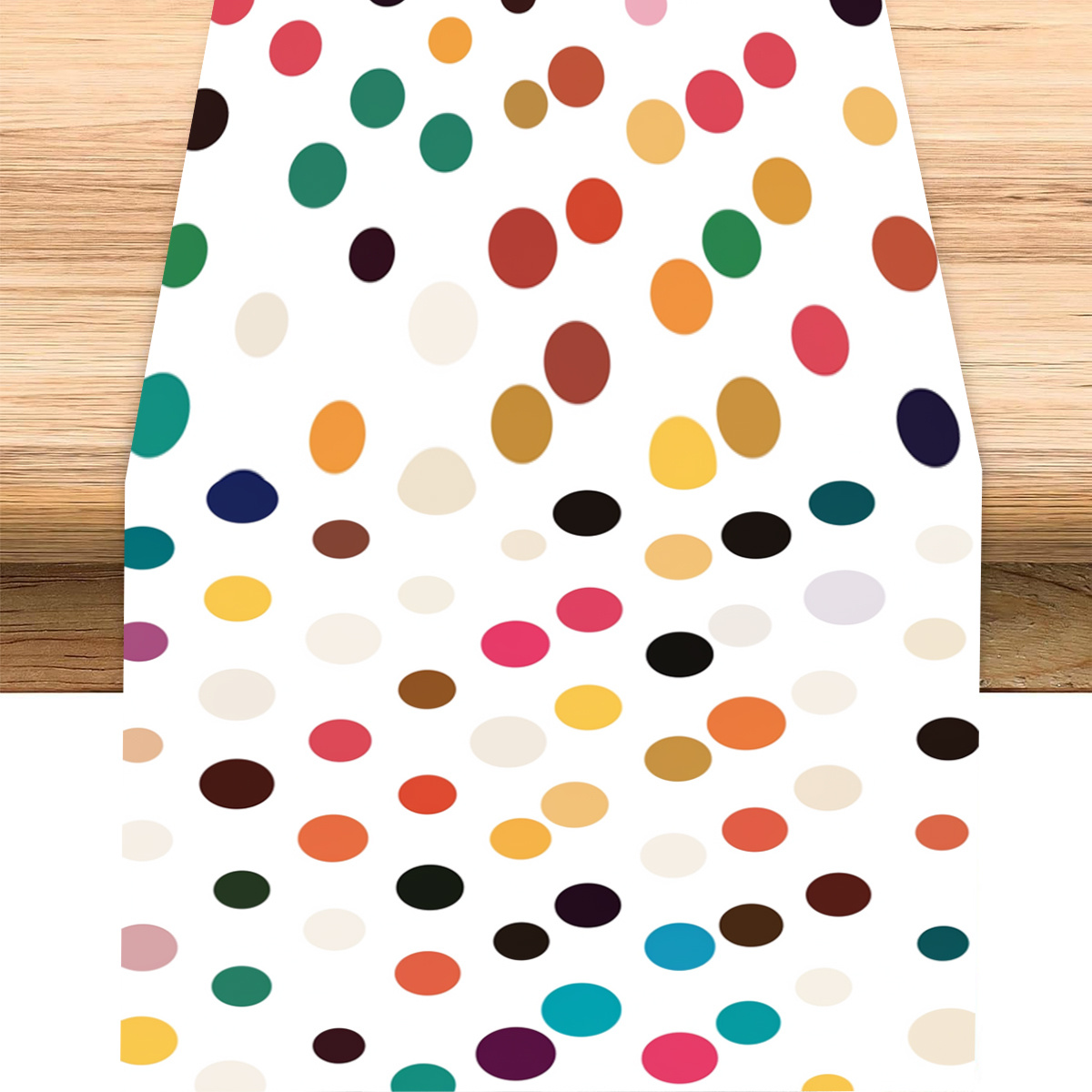 

1pc Polka Dot Table Runner, 100% Polyester Woven Square Tabletop Decor, With Vibrant Dots, For Gatherings