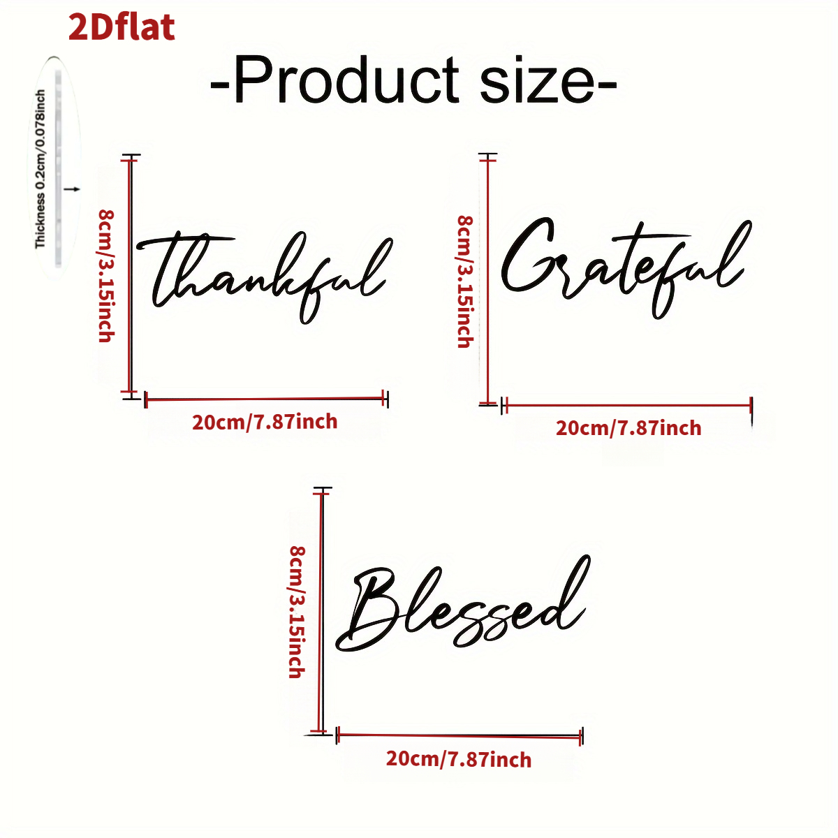 TEMU 2d Flat, 3pcs 2dflat Gratitude Wall Decor Suitable For Feather-free Bathroom, Kitchen, Bedroom Panels - Minimalist Retro Acrylic Positive