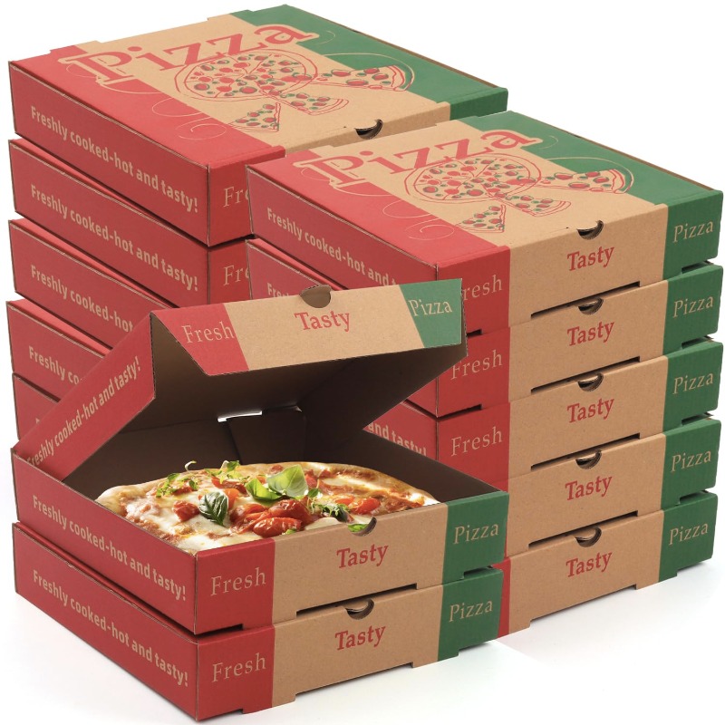 12pcs 7 inches   corrugated pizza boxes colorful pizza boxes takeaway boxes   bakery packaging boxes for pizza cake   food 7 3 x 7   6 inches