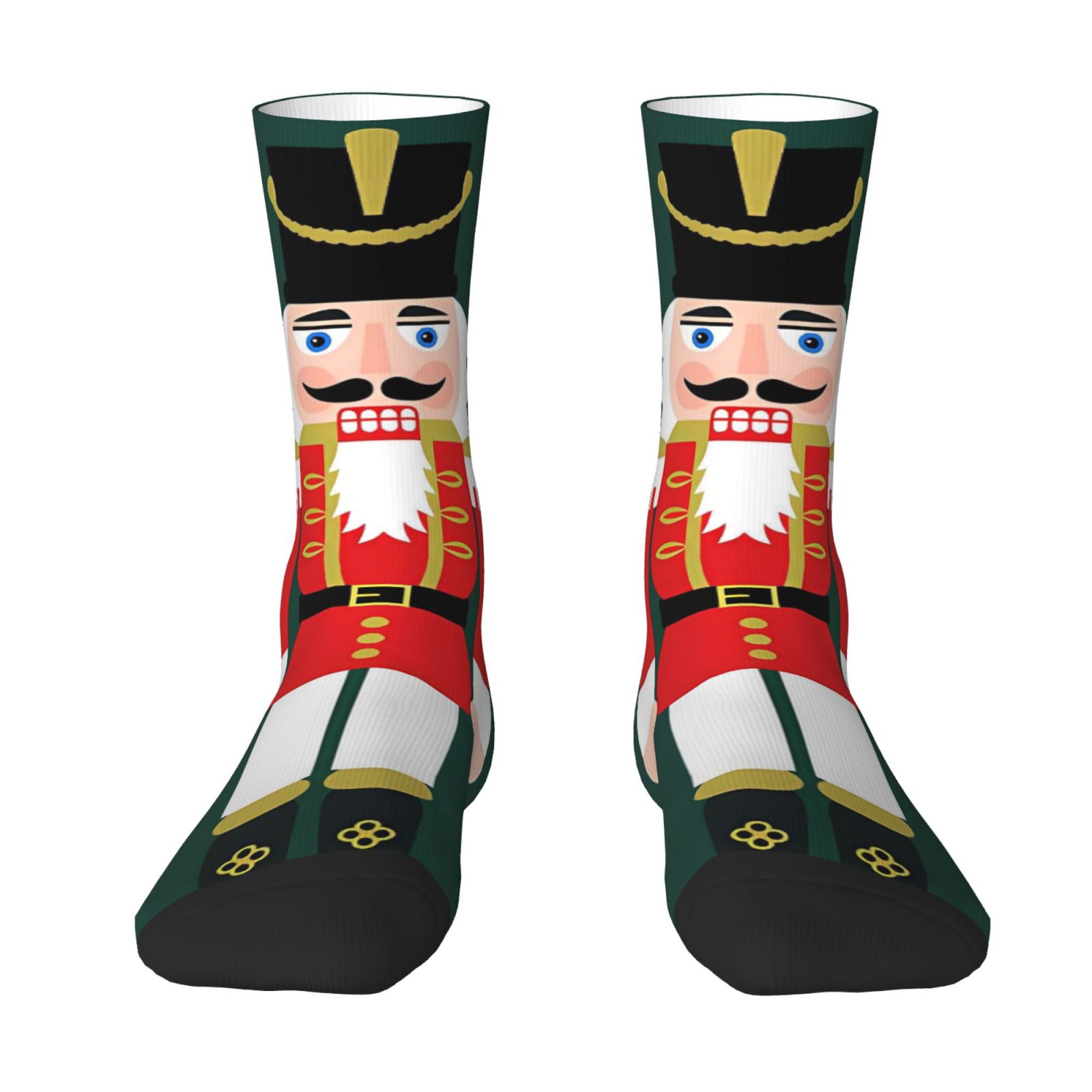 TEMU 1 Pair Men's Nutcracker Print Socks - Breathable Polyester Blend - Machine Washable Fun Socks, Suitable For Casual And Wear, Unique Themed