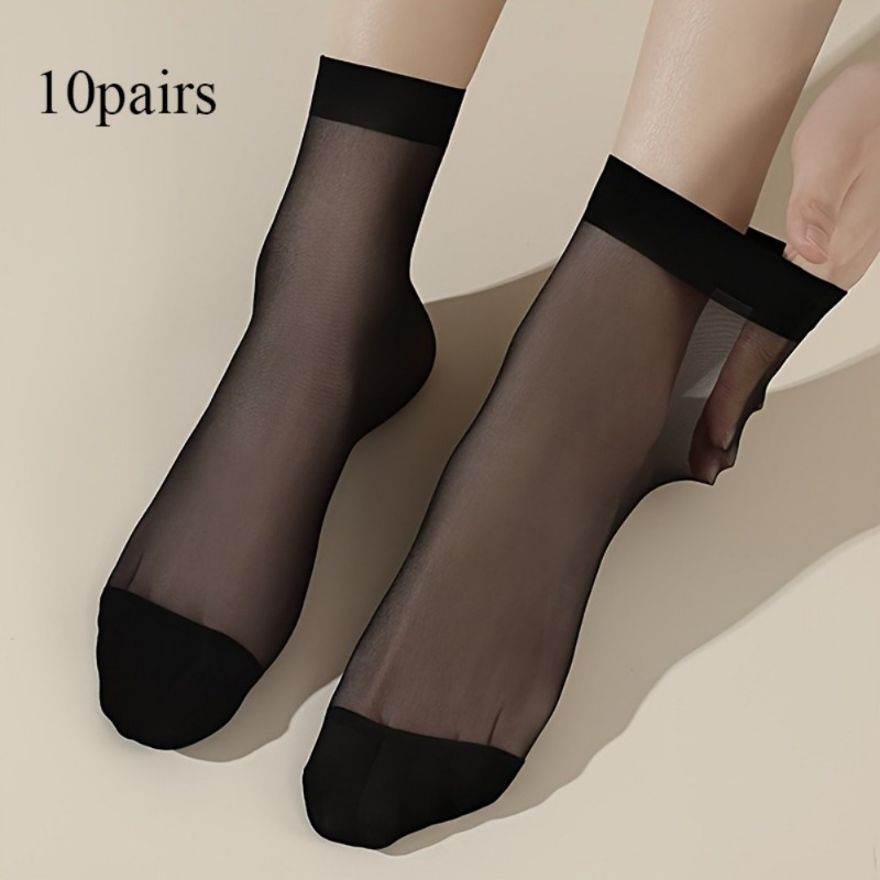 E-shop 10 Paar Damen transparente, dünne, atmungsaktive, schweißabsorbierende Socken, in mehreren Farben erhältlich (Beige, Grau, Schwarz, Kaffee),