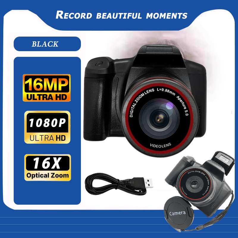 TEMU High-definition Digital Professional Cameras, Digital Zoom Cameras - Abs Material Cameras, Universal Portable Camcorders, Digital Zoom, Supports