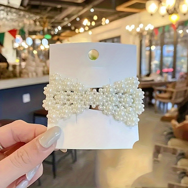 a set of 20 elegant pearl bow hairpins featuring french style hair clips exquisite korean side tassel hairpins practical plastic duckbill clips and fashionable accessories in random styles Product details 2