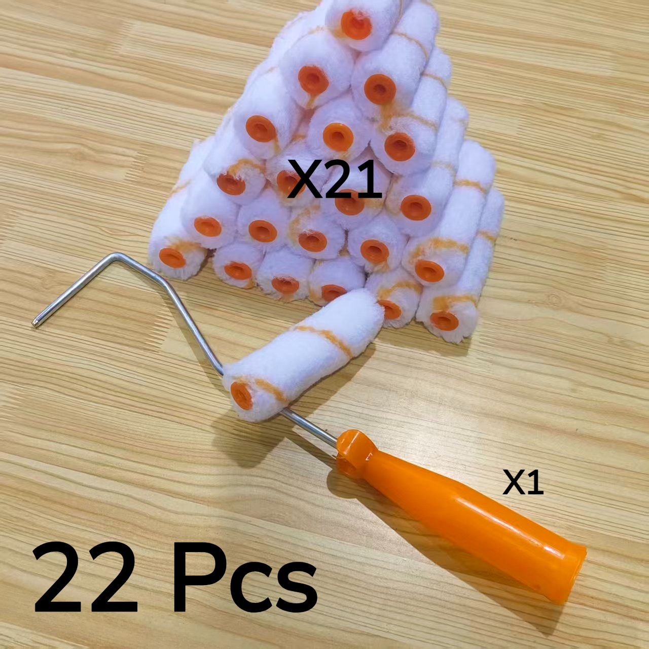 TEMU 22pcs Paint Roller Set (4-inch Microfiber Paint Roller, Highly Absorbent, Mini Fabric Roller Set, Lightweight Metal Handle And Ergonomic Plastic