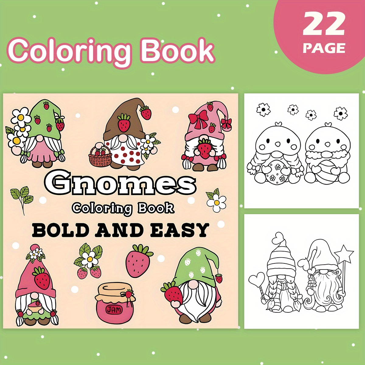 

Deluxe 22-page Christmas Coloring Book | Paper, Unique Cover Design With Strawberries & Flowers | Ideal For Teens & Adults | Great Gift For Holidays, Birthdays & Parties, Best For Christmas