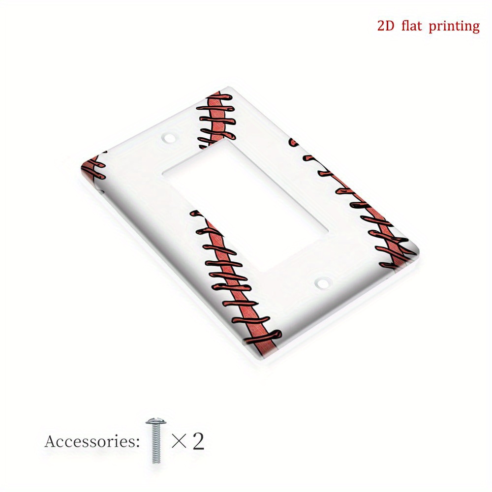 TEMU 1pc Couverture de Plaque d'Interrupteur Lumière Imprimée en 2D avec Points de Baseball pour Décoration Murale de Chambre Salle de Bain Salon