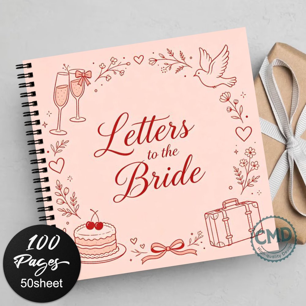 TEMU 1pc Guestbook For Weddings Bridal Showers Graduations Birthdays Funerals Anniversaries Receptions, Letters To The Bride Themed Spiral Notebook