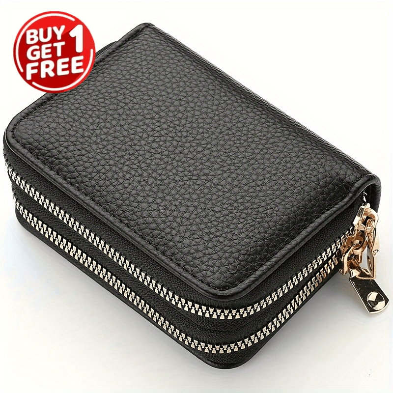 

Chic Women's Mini Wallet With - Spacious Card Slots & Coin Purse, Sleek Solid Color, Design For Use, Style