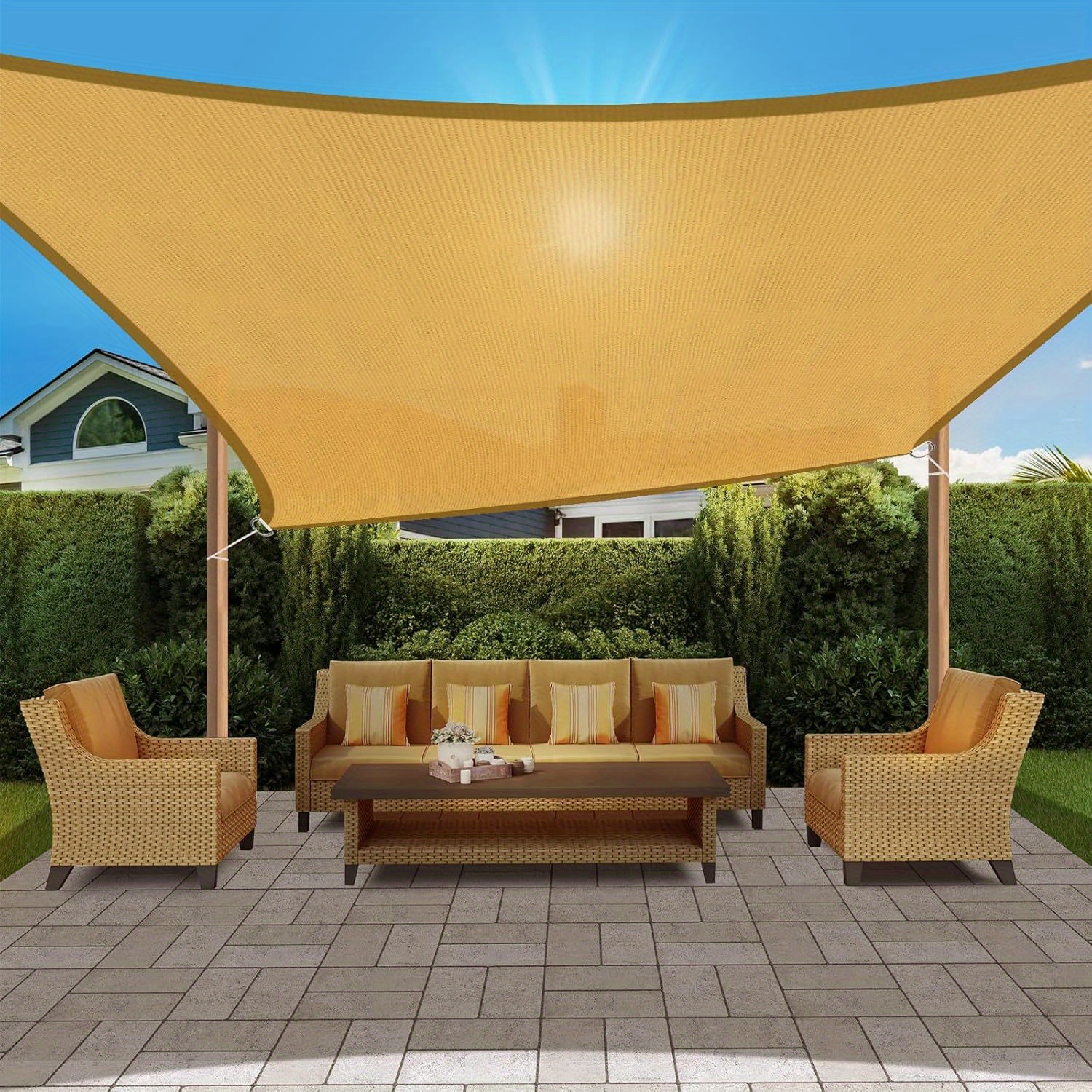 Sun Shade Sail, Heavy Duty UV Protection Beach Shade Canopy Wind sail, Tear  and Rust Resistant Patio sail Shade for Yard Deck Lawn Garden Rectangle Su