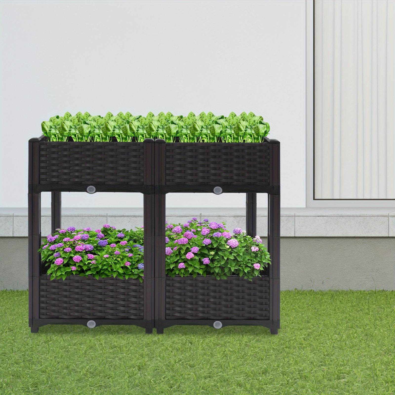 Flower Box And Flowerpot, Planter High Bed, Elevated Planter Garden Box, Standing Planter Bed For Outdoor, Pp, Brown