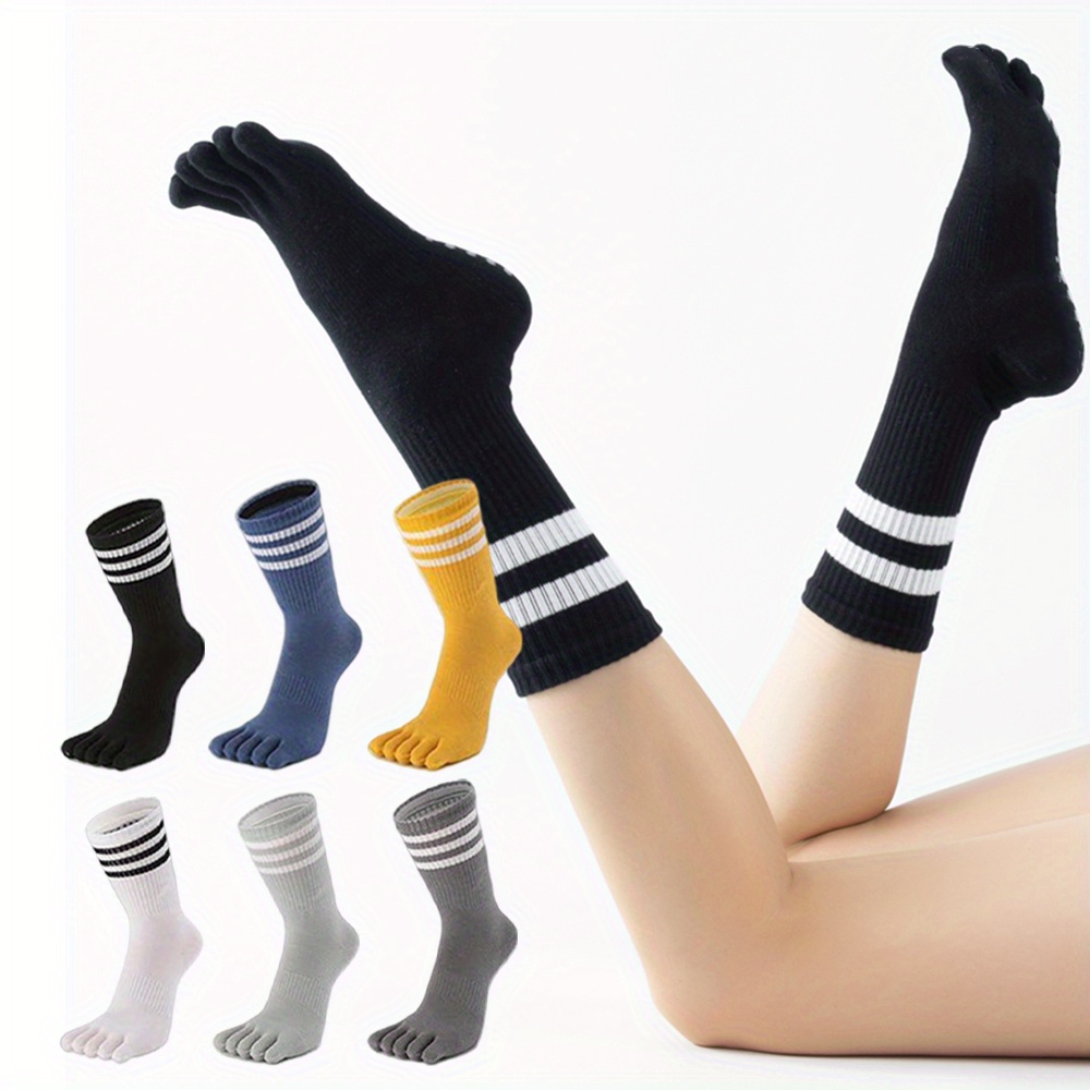 

6 Pairs Women's Full Finger Toe Socks, 80% Polyester 20% , Solid Color Knit Fabric, , Machine Washable