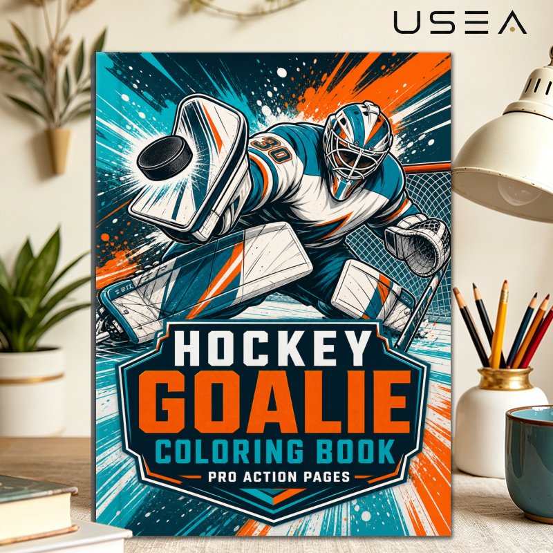 TEMU Ice Hockey Goalie Coloring Book Suitable For Hockey Parties, A4 Goalie Scenes Activity Pages With Goalkeeper Pages - Gift For,, , Referees, Ice