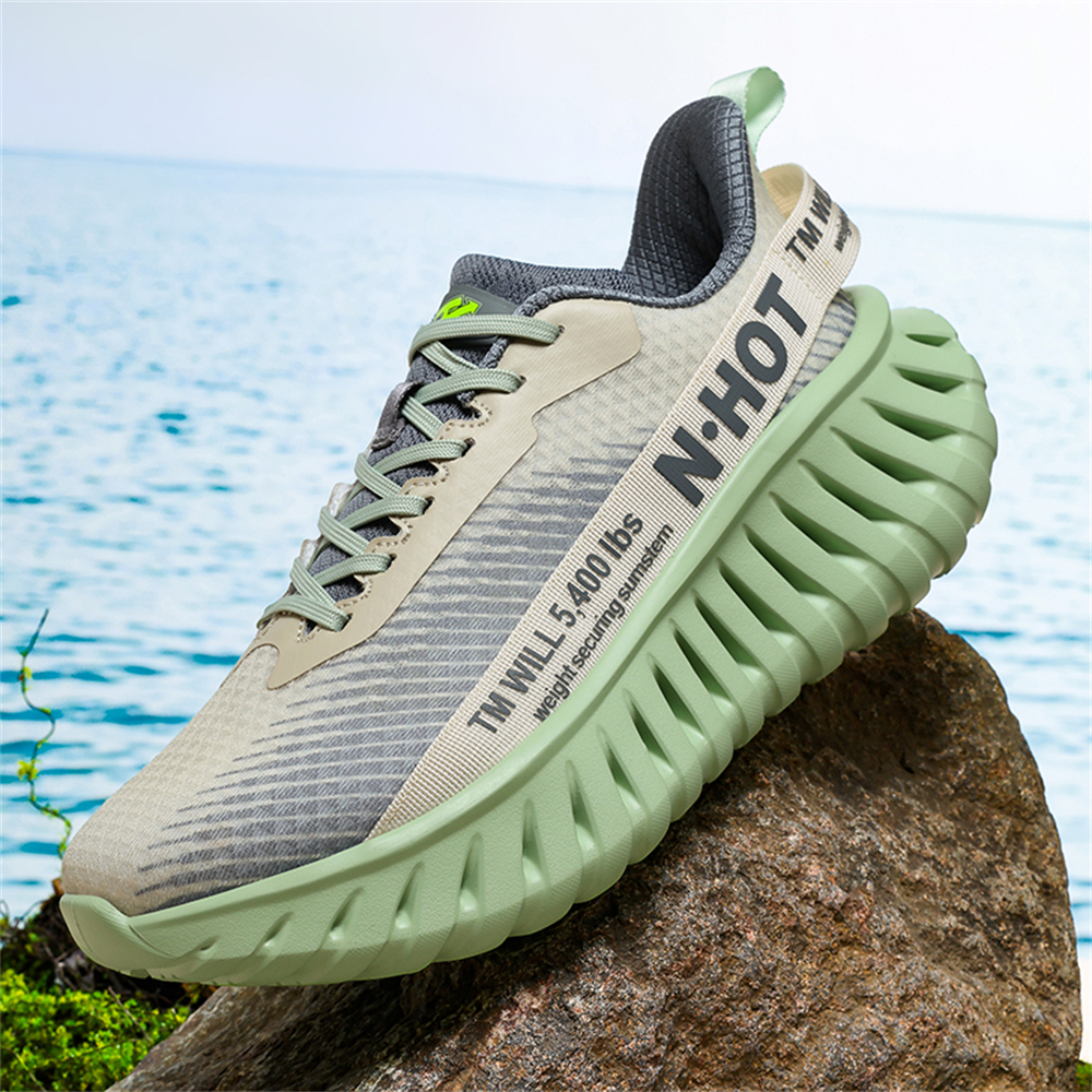 [Sneakers] Men'S Women'S Road Running Shoes, Thick Sole Casual Athletic Shoes for Men, Teenager Outdoor Sports Design, Comfortable Breathable Fabric Upper, Cushioning Shock-Absorbing MD Sole, Non-Slip And Wear-Resistant, Low-Top Lace-Up Closure