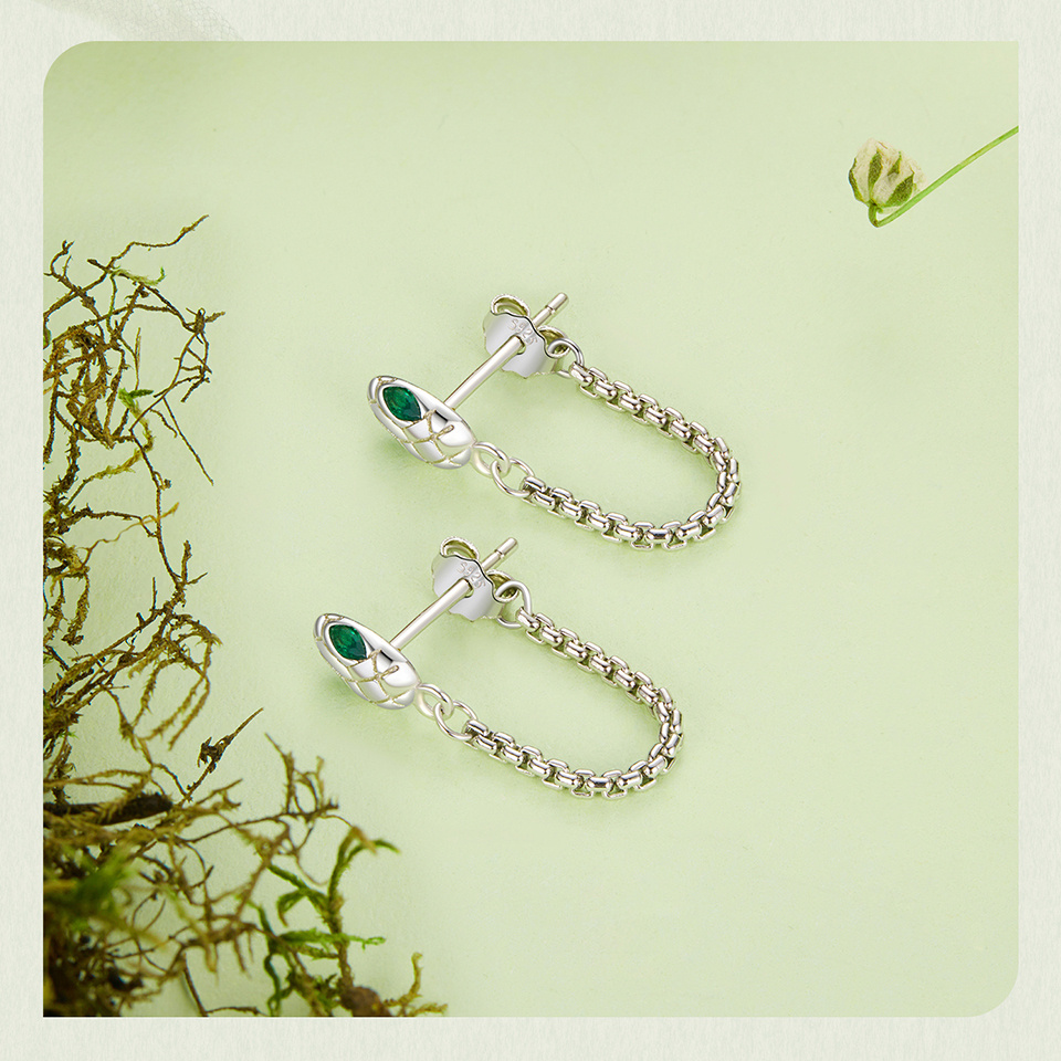 1 pair of gamoer chic snake tassel hoop earrings for women - vintage punk style, hypoallergenic 925 sterling silver with green gemstone eyes,   music festivals & parties details 8