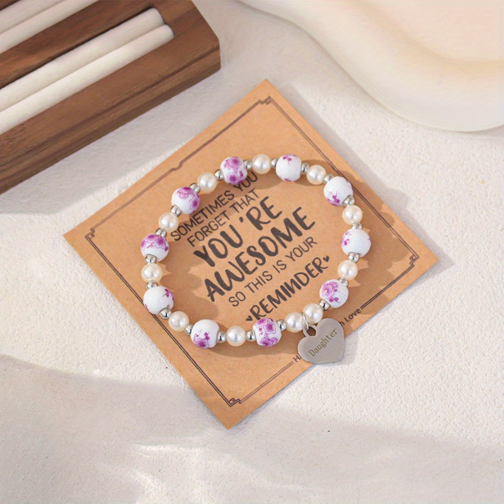 Bohemian Style Ceramic Bracelet with Flower Charms, Ideal Gift