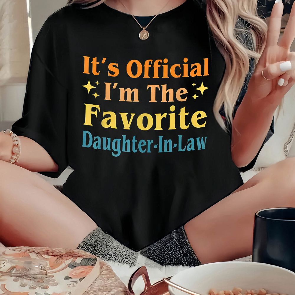 

Women's T-, Polyester , Pattern, Tee, " Official I'm The -in-law" , For Summer