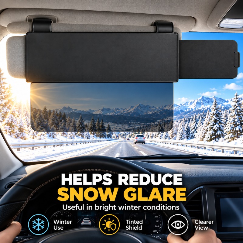 TEMU Car Sun Visor Extender, Adjustable Sun Visor Extension With Side Shade And Flip-down Panel, Glare Blocking Sunshade For Car Driving, Universal