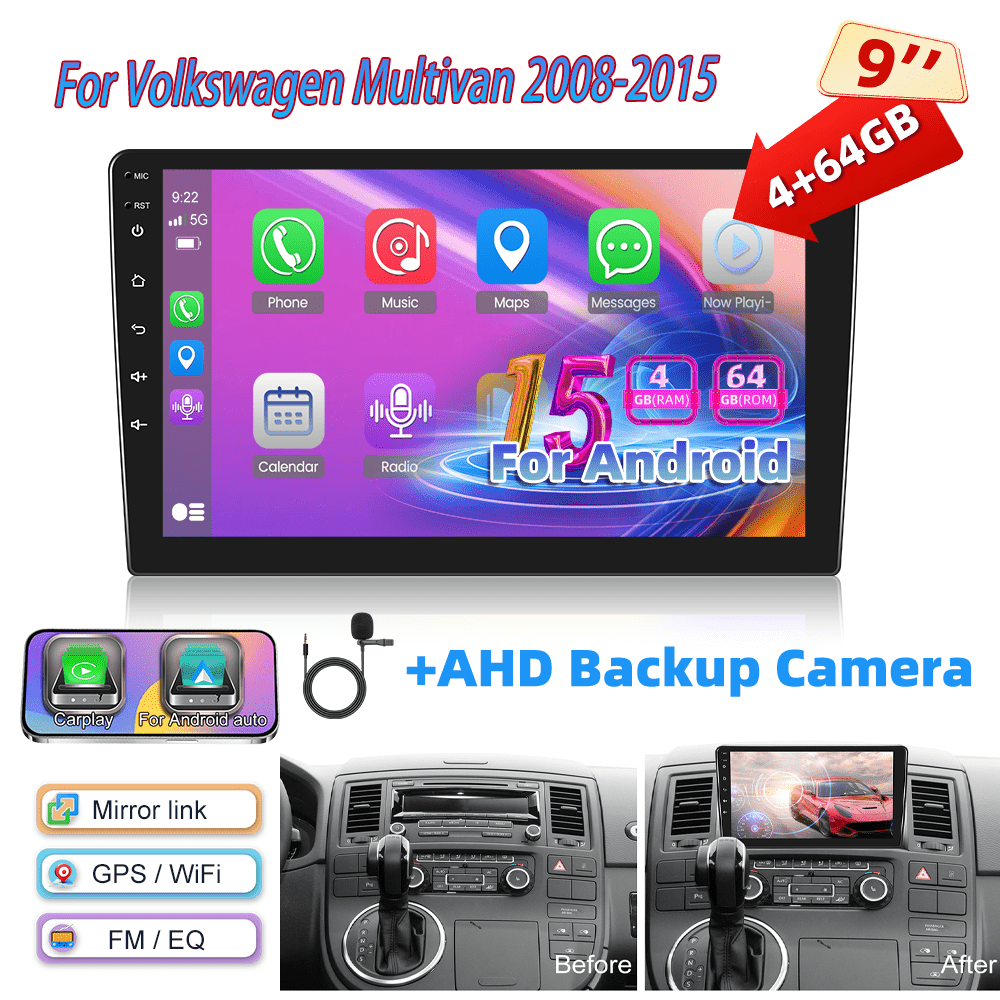 Image of For 2008-2015 15 Car Stereo Compatible Upgrade, 9-inch Ips Touchscreen With , Gps, Wireless, Wifi, Ahd Reverse Camera, Ai Dsp/fm/rds Radio, Microphone & Swc System, Line-in Input, 4+64
