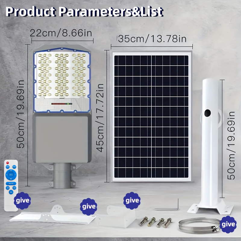 Solar Street Lights 20000mah Dusk-to-dawn Auto Durable 6500k Lighting For Yard, Garden, Pathway