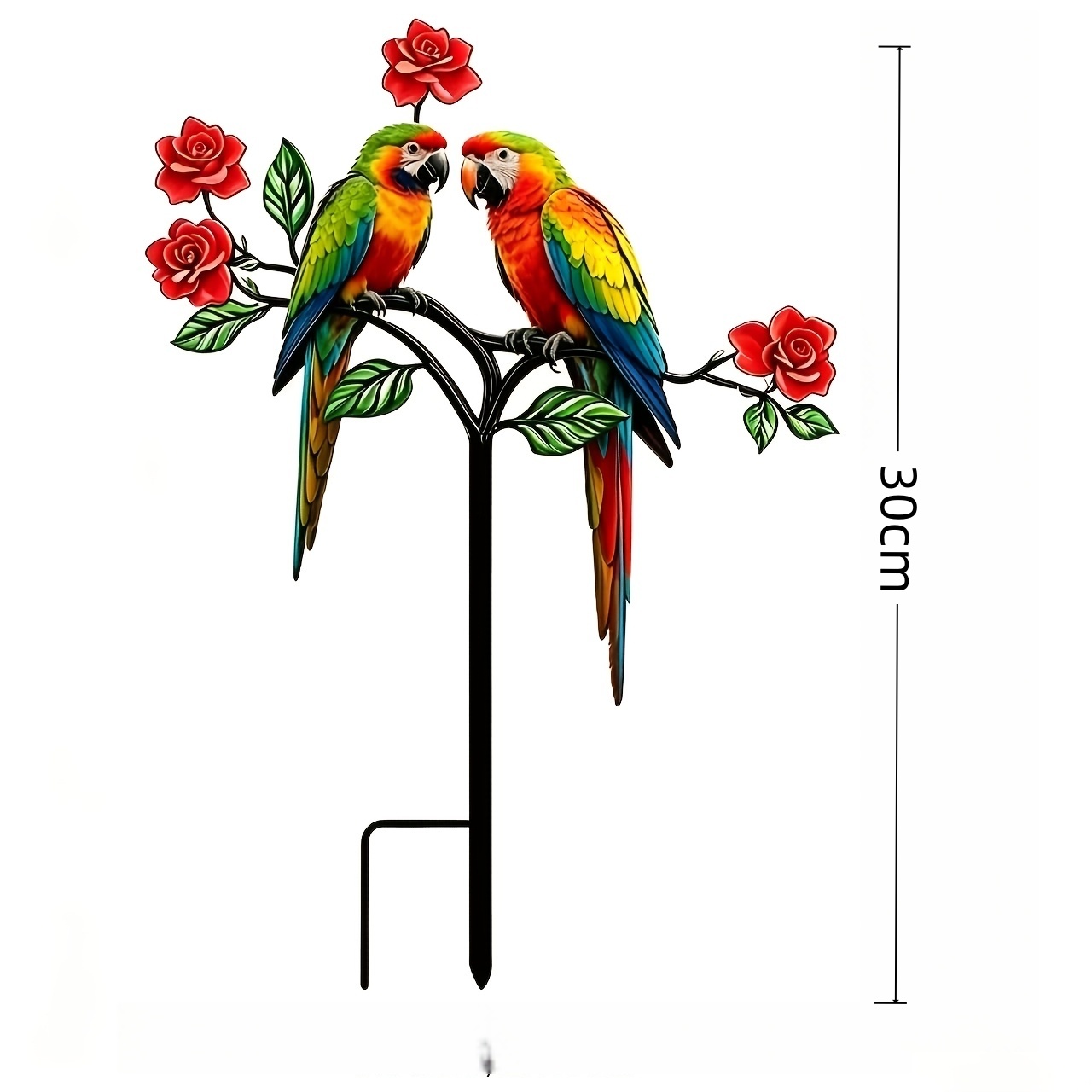 TEMU 【2d Flat】 [2d Flat] 1pc Multicolor Acrylic Garden Stake, Multicolor 2 Parrot-themed Outdoor Stake, Vibrant Colors, Rust And Sun-resistant,