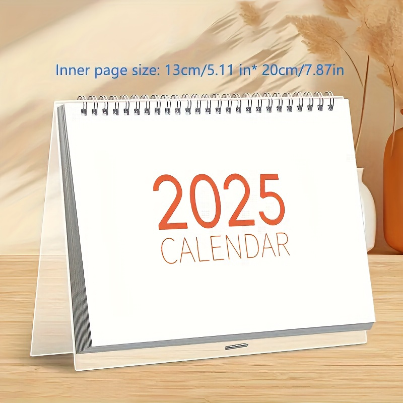 

1pc 2025 Desk Calendar, Weekly-monthly , Large Grid Memo, Waterproof Transparent Cover, Ideal For Office, School, Home, Desktop Decor, English & Chinese