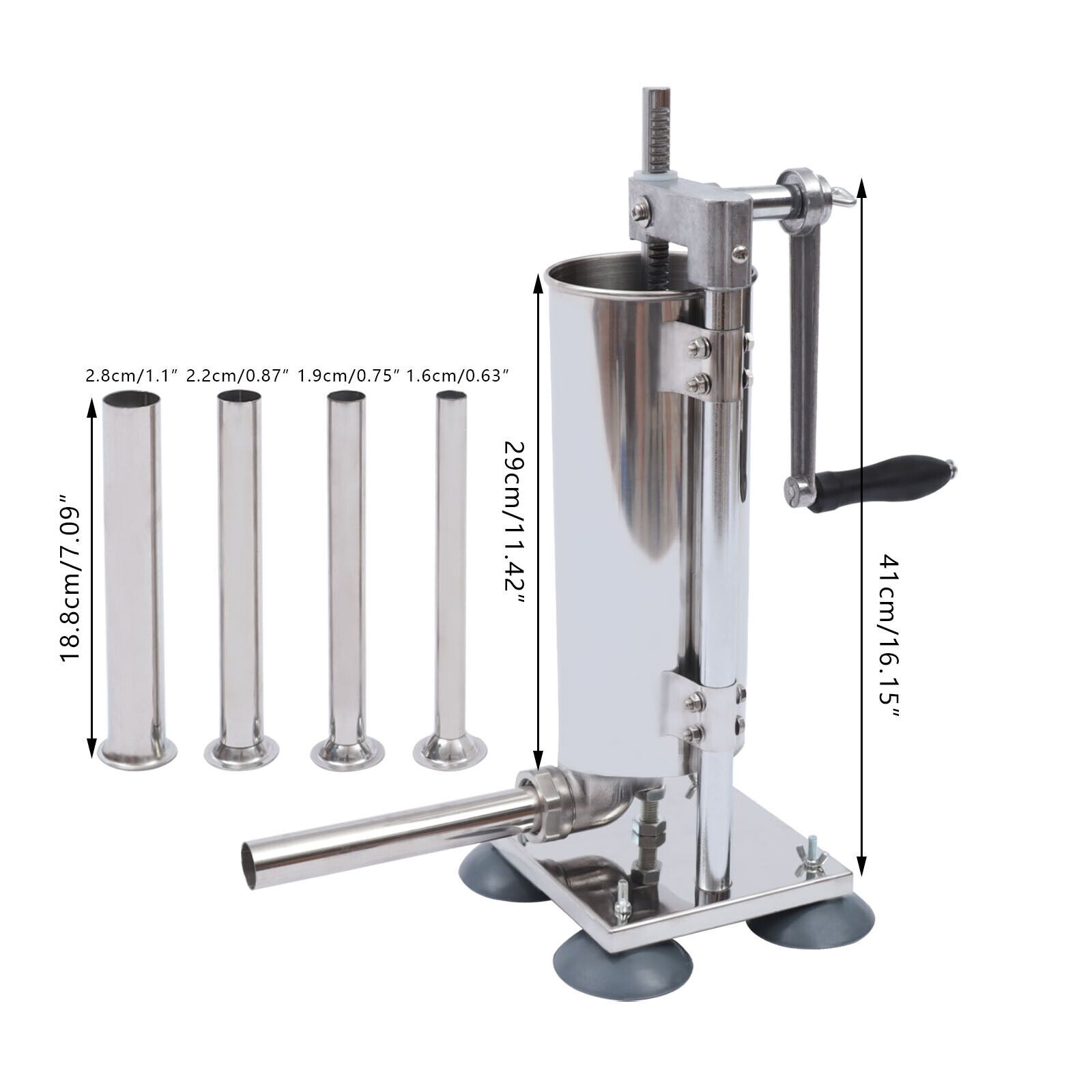 vertical sausage maker tool kit manual vertical sausage stuffer machine meat stuffer sausage filling stainless steel sausage maker with stuffing tubes and suction cups for   hotels silvery