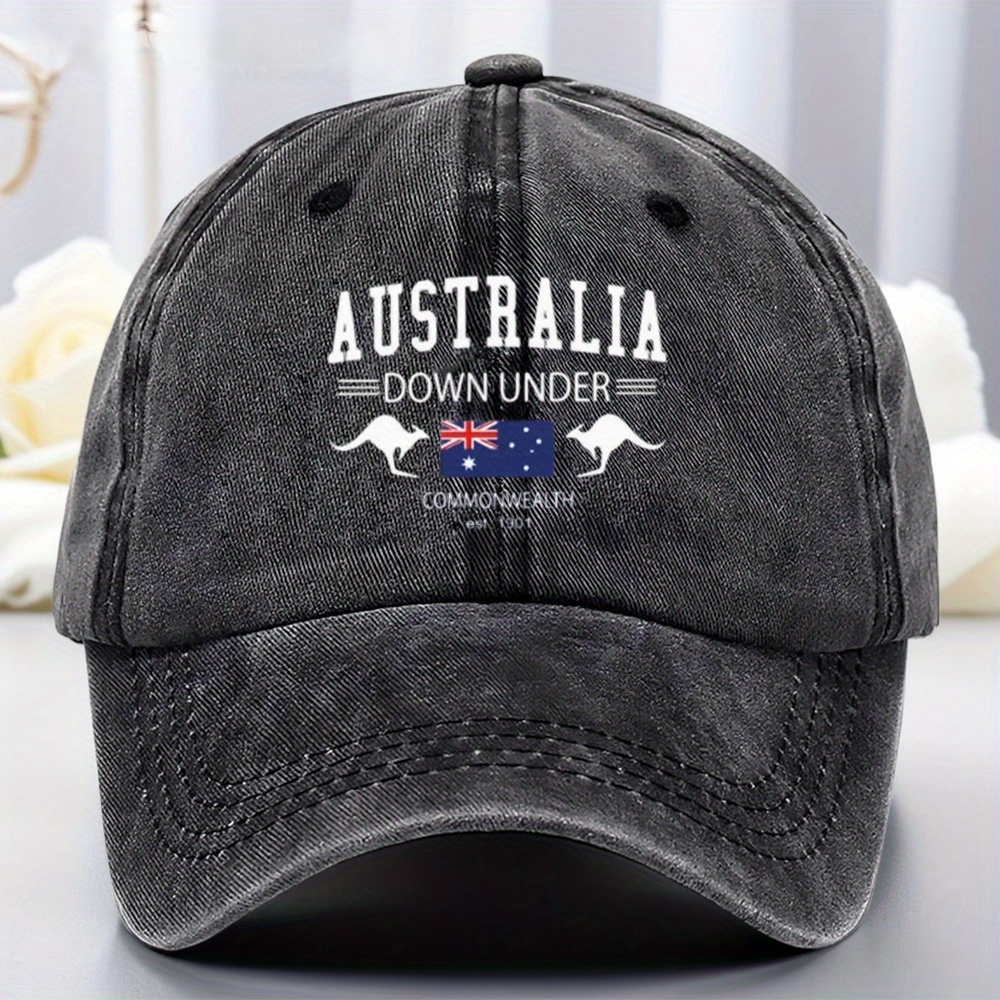 TEMU 1pc Australian Baseball Suitable For Sports & Casual Wear - Lightweight Breathable Hat With Curved Brim, Machine Washable, Iconic 'under