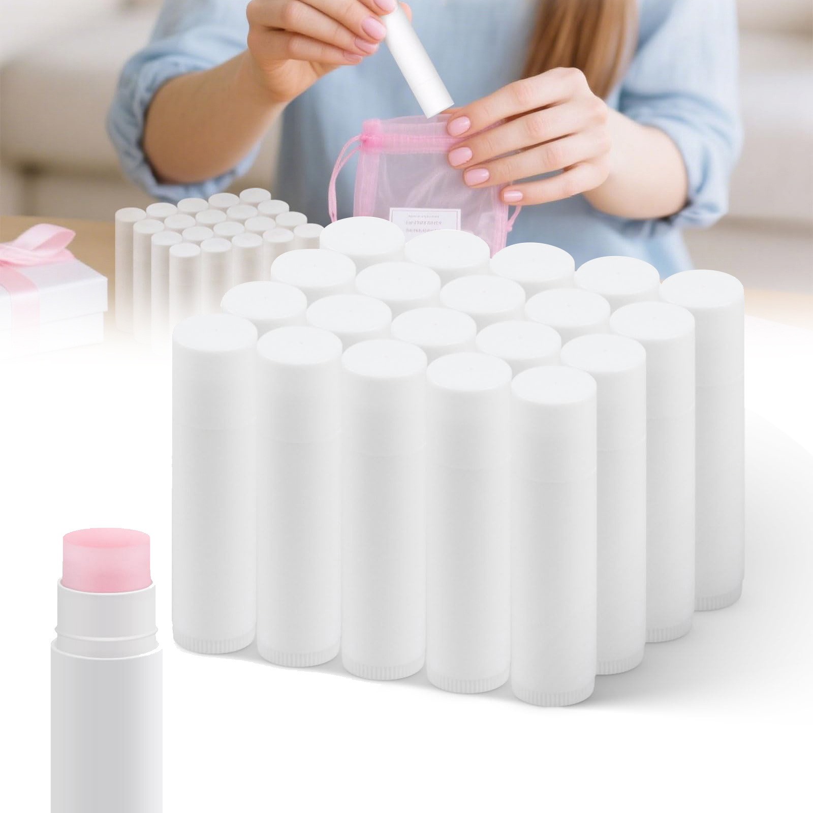 Image of 100 White 5g Twist-open Lipstick Tubes | Blank Plastic Lip Gloss Containers With Deodorant Containers For Homemade Lipstick, Lip Balm, And Solid Perfume