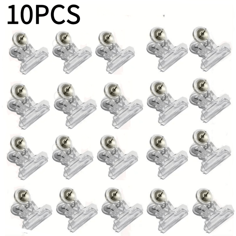 Image of 10/30pcs Transparent Push Pin Clips, Clear Bulldog Push Pin Clips, Plastic Push Pins And Clips For Cork Boards And Photo Walls