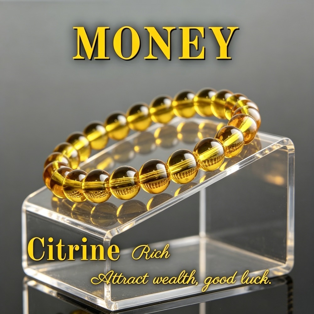 TEMU 1pc Natural Citrine Wealth-attracting Bracelet, Easy Light , Suitable For All-scene Dressing / Elders' Gift / Holiday Greeting, As Wealth Gift,