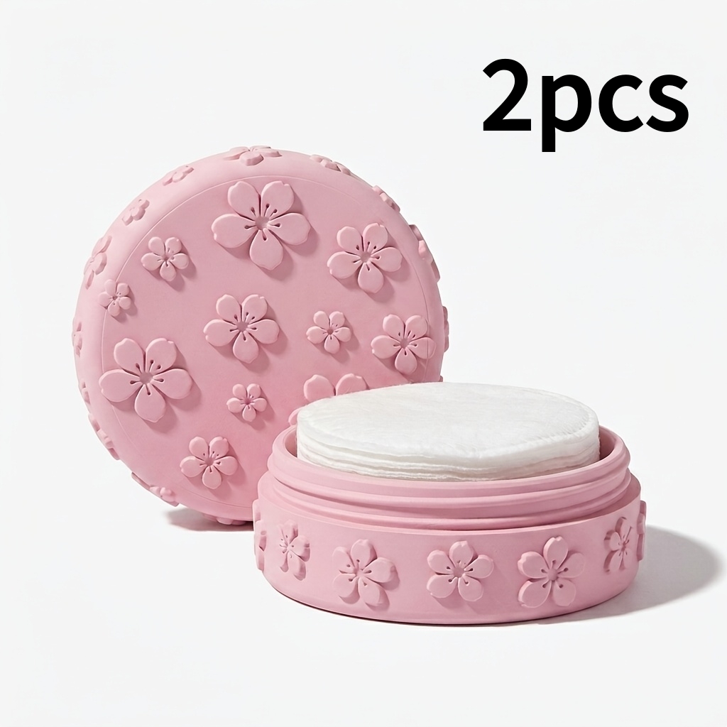 TEMU 2pcs Cosmetic Storage Set, Including A Pad Container. The Sealed Round Is Dustproof And, Protecting Cosmetics And Water Vapor Contamination. It