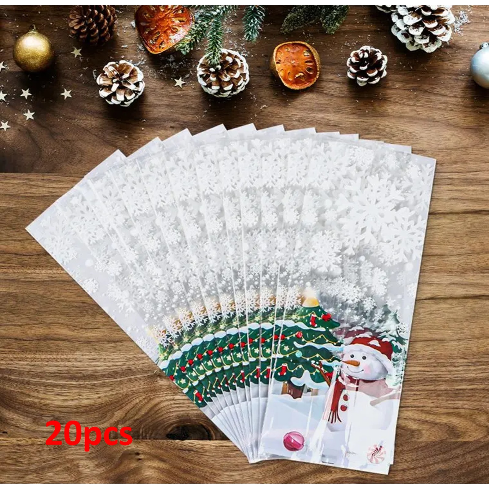 Image of Gift For Her/him 20/40pcs Christmas Transparent Snowflake Gift Bag, Organ Bag, Santa Claus Christmas Tree Snowflake, Christmas Decoration New Year