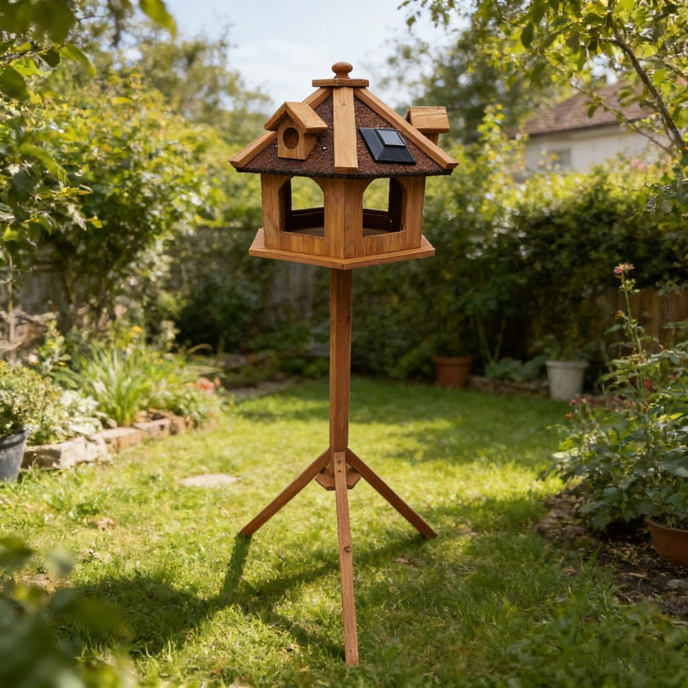130 Cm Bird Feeder House With Stand, Weatherproof Bird House With Tripod, Feeding House For Birds, Without Battery