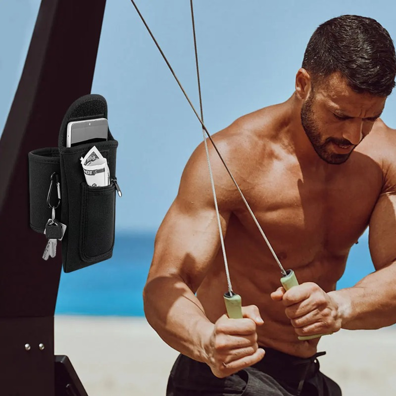 Magnetic Water Bottle Sleeve Pouch Magnetic Water Bottle Holder Multi Purpose Magnetic Bag for Gym Office & Travel Smartphones, Keys, Cards - Hands-Free Workout Mount for Treadmills, Benches, Equipment - Essential Fitness Storage Pouch