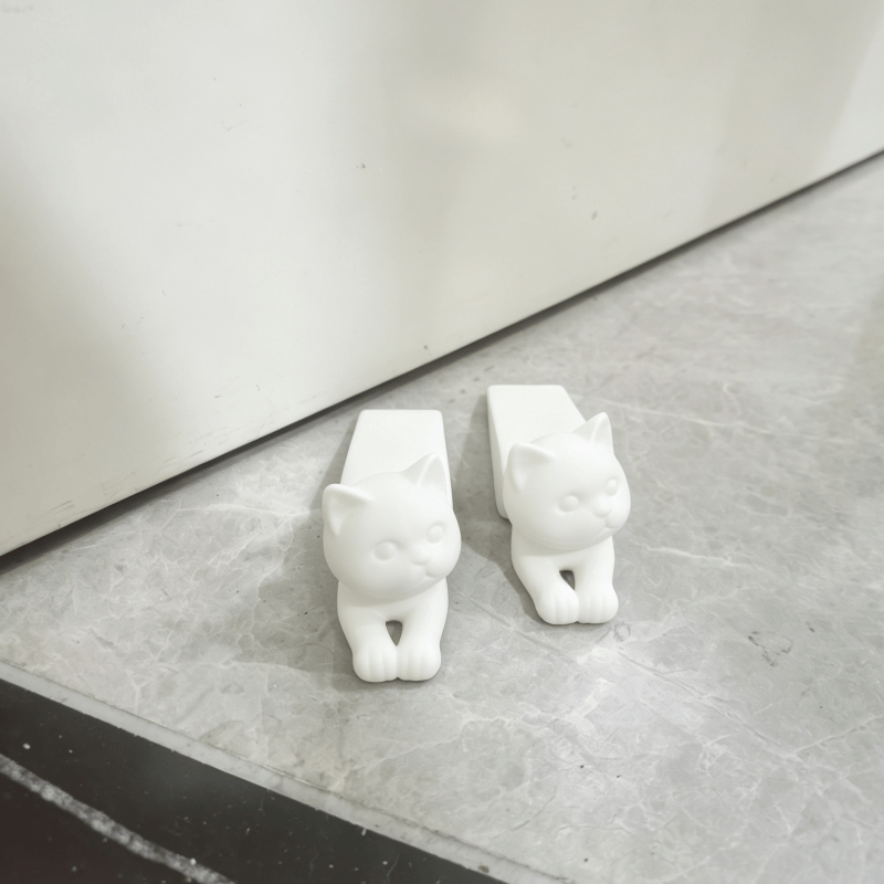 TEMU 2pcs Cute Cat Wedges, Non-slip Heavy Duty Door Stops, 3d Printed Plastic Anti-slam Door Holders, Floor Scratch Protectors, Kawaii Decor, Lovely