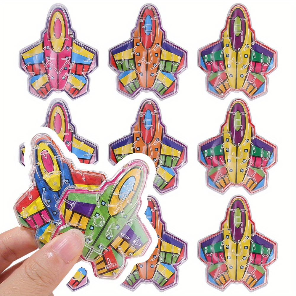 12pcs Mini Rolling Ball Puzzle Airplane Maze Game Boards